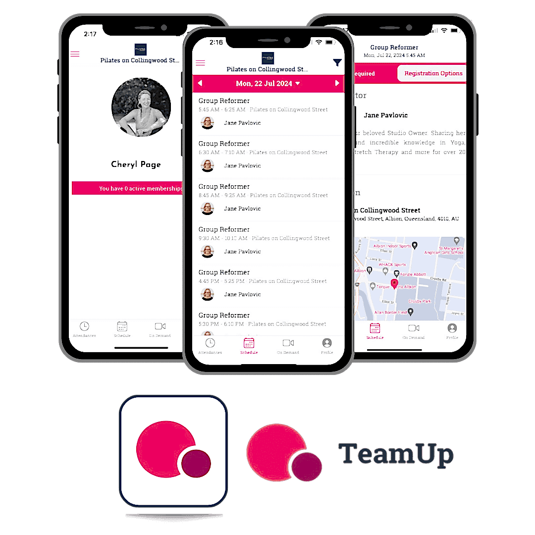 Standard App Standard TeamUp App for booking Pilates classes